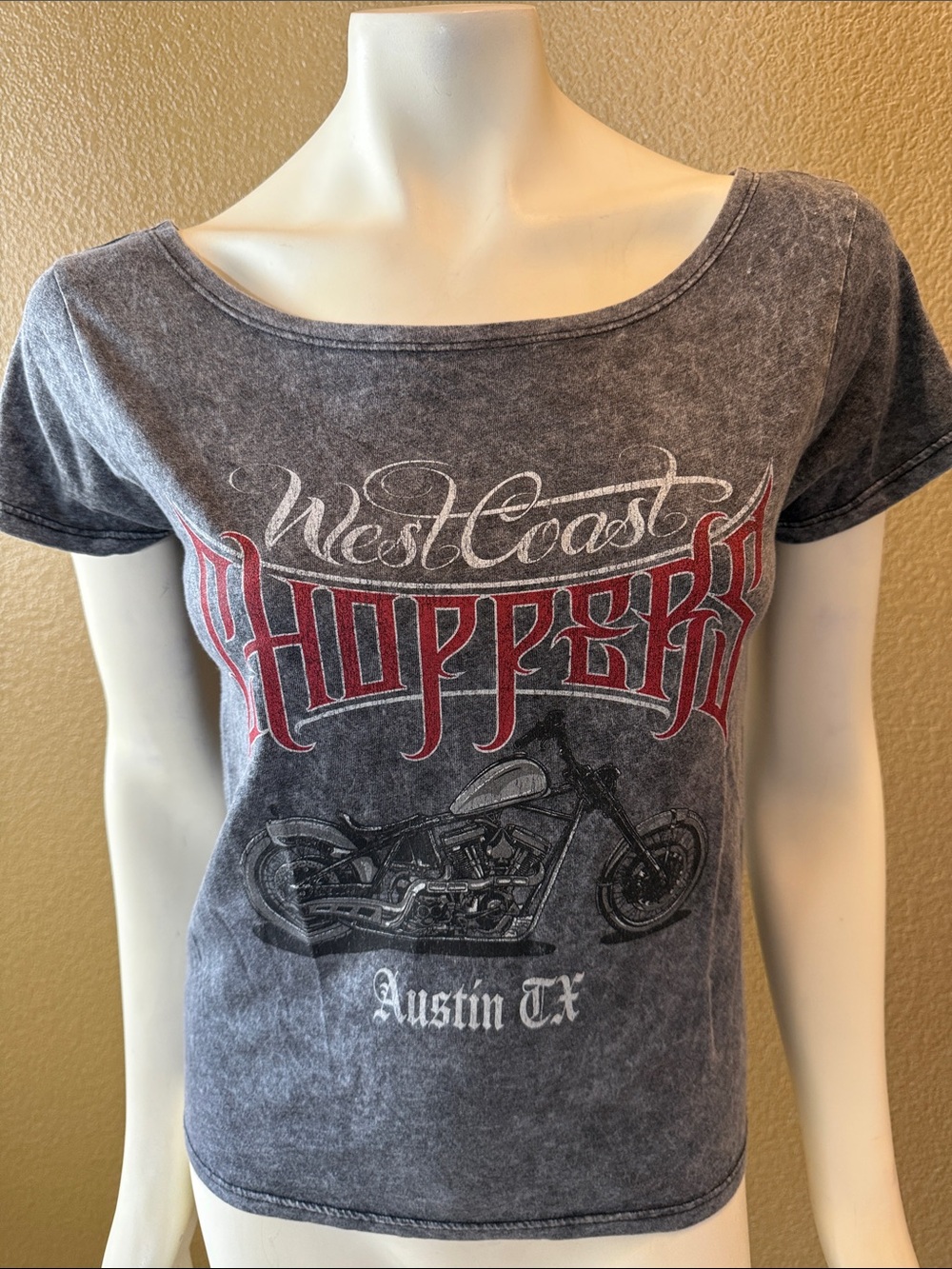 West Coast Choppers Austin TX Graphic Tee - Women's Gray with Red Accent